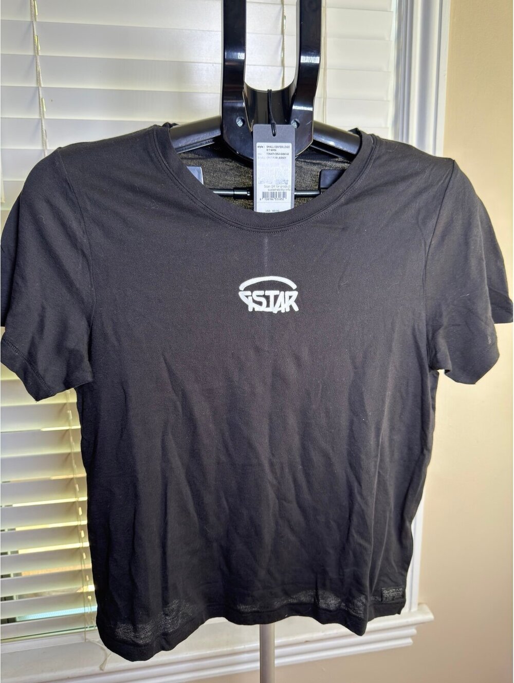 G -Star RAW Women’s Small Center Logo T-Shirt Black Crew Neck Short Sleeve NWT